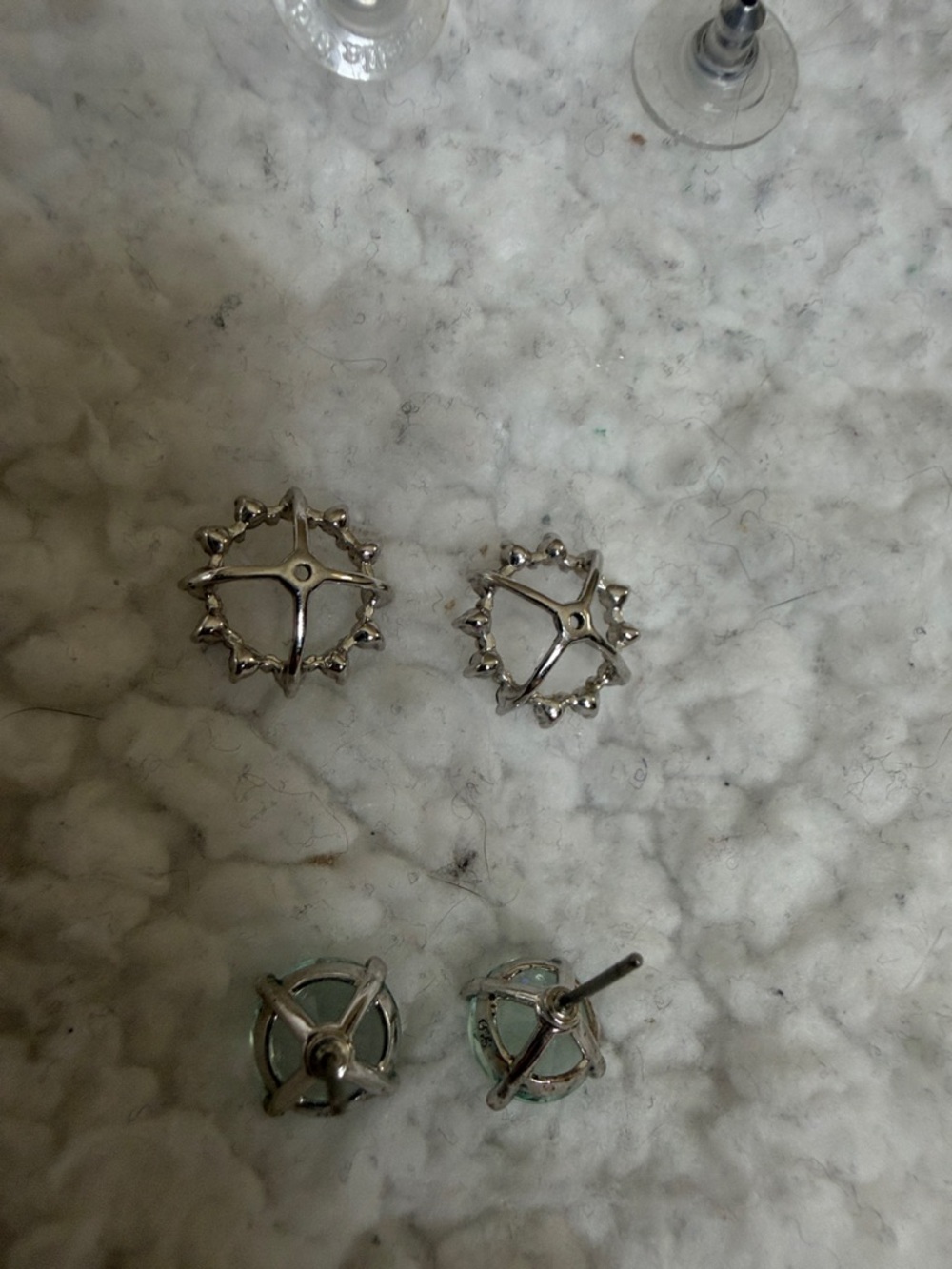 Stella & Dot Light Blue Halo Stud Earrings in Silver Tone - Picture 8 of 9